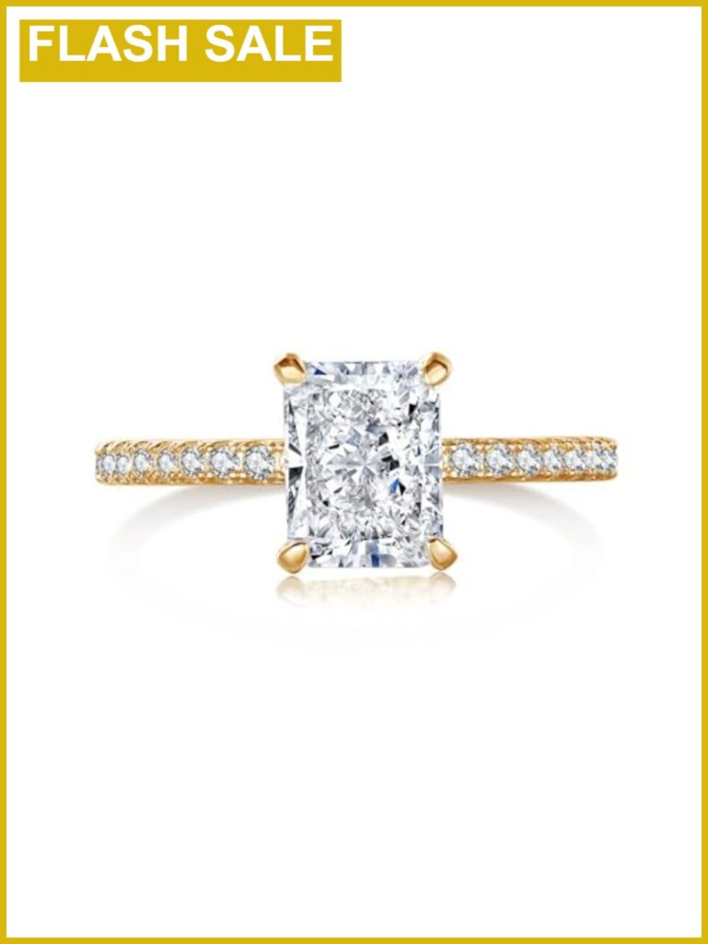 925 Sterling Silver CZ Engagement Ring 2CT Radiant Cut Halo Wedding Band